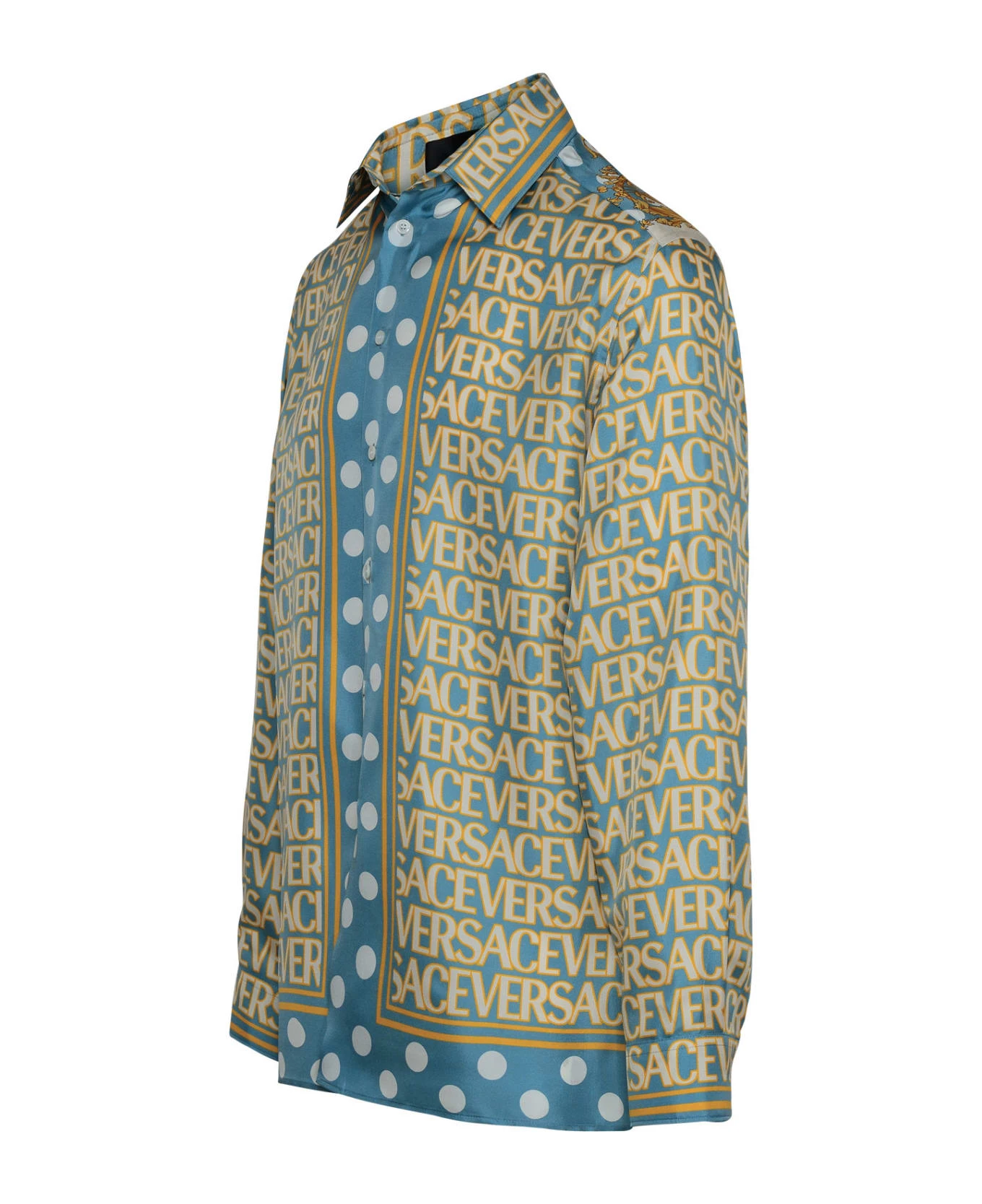 Versace Light Blue Silk Shirt 4 Versace Light Blue Silk Shirt - Image 2