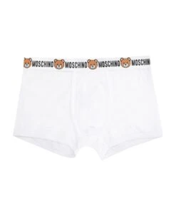 MOSCHINO Set Of Two Cotton Boxers With Logoed Elastic Band -Off-White Sales Store 12050a98d0c154677bd62eb3adc5ca41