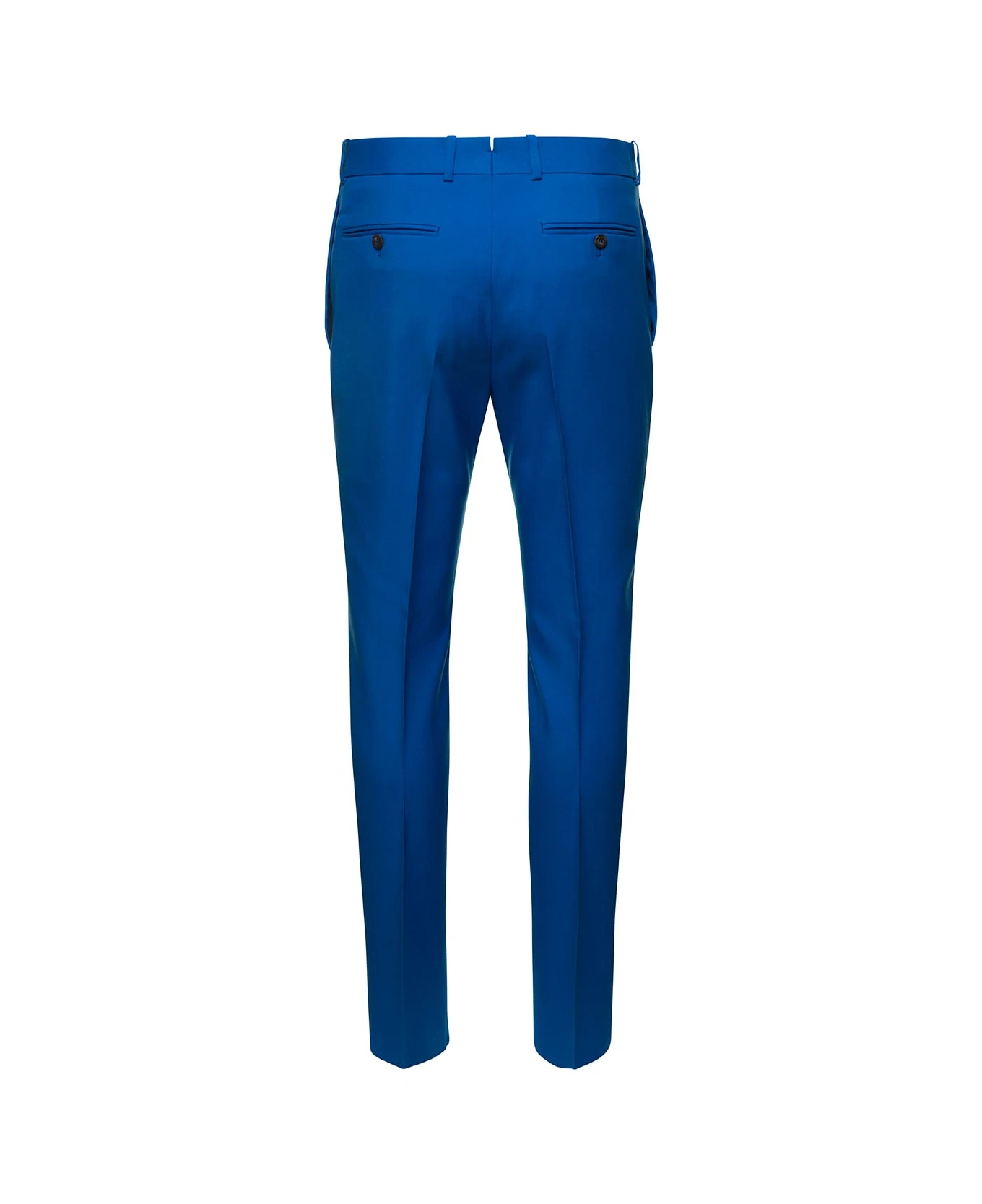 Alexander McQueen Blue Slim Pants With Welt Pockets In Wool Man 4 Alexander McQueen Blue Slim Pants With Welt Pockets In Wool Man - Image 2