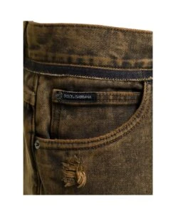 Dolce & Gabbana Brown Straight Jeans With Rips In Cotton Denim Man -Off-White Sales Store 1265dcbb1dd222e2ac5eaac91b19768c