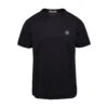 Stone Island Black Short-sleeved T-shirt With Logo Patch On The Chest In Cotton Man