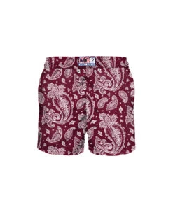 MC2 Saint Barth Man Light Fabric Swim Shorts With Burgundy Paisley Print -Off-White Sales Store 1353c59b1135e7e6dc2fdb6410d61daa