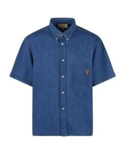 Gucci Bear Embroidery Denim Shirt
