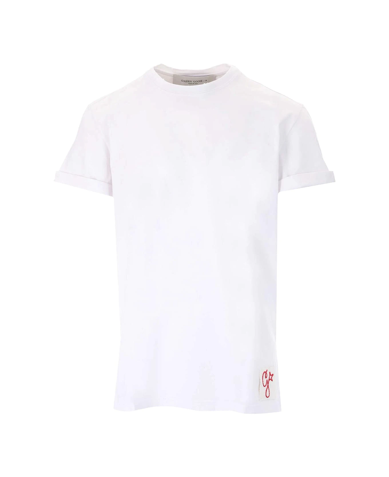 Golden Goose White Cotton T-shirt With Stamp Detail 3 Golden Goose White Cotton T-shirt With Stamp Detail