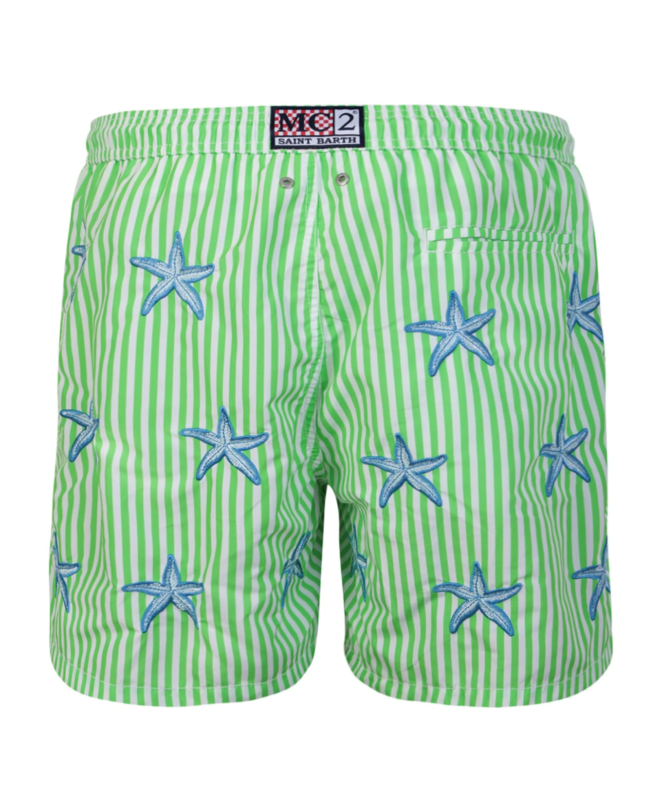 Embroidered Stars Green Swim Shorts By Mc2 Saint Barth 4 Embroidered Stars Green Swim Shorts By Mc2 Saint Barth - Image 2