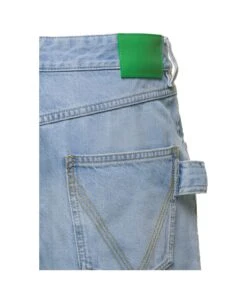 Bottega Veneta Light Blue 5-pocket Style Jeans With Green Patch In Cotton Denim Woman -Off-White Sales Store 24b68345e8d43285bb0adef3d48b78ea