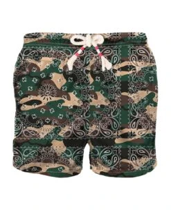 MC2 Saint Barth Man Swim Shorts With Camouflage Bandanna Print