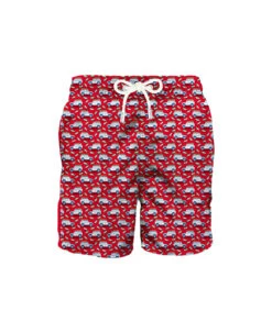 MC2 Saint Barth Man Light Fabric Long Swim Shorts With Off-road Print