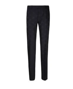 Dolce & Gabbana All-over Jacquard Dg Logo Black Trousers