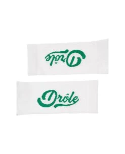 Drole De Monsieur White Ribbed Socks With Green-colored Logo In Cotton Man -Off-White Sales Store 2e5deceb81139ac518660e51b9b19b61