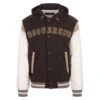 DSQUARED2 Varsity Hooded Bomber Jacket In Black/white