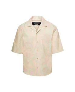 Jacquemus 'le Chemise Aouro' Multicolor Short-sleeve Shirt With All-over Print In Cotton Man