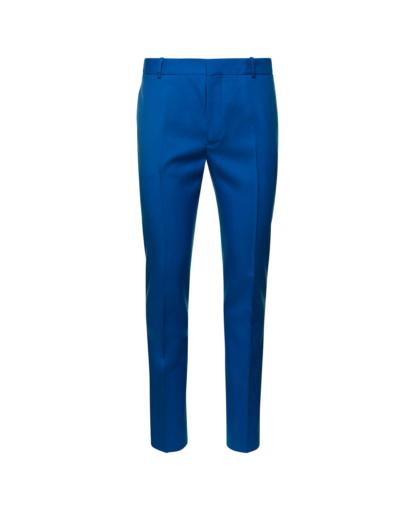 Alexander McQueen Blue Slim Pants With Welt Pockets In Wool Man 3 Alexander McQueen Blue Slim Pants With Welt Pockets In Wool Man
