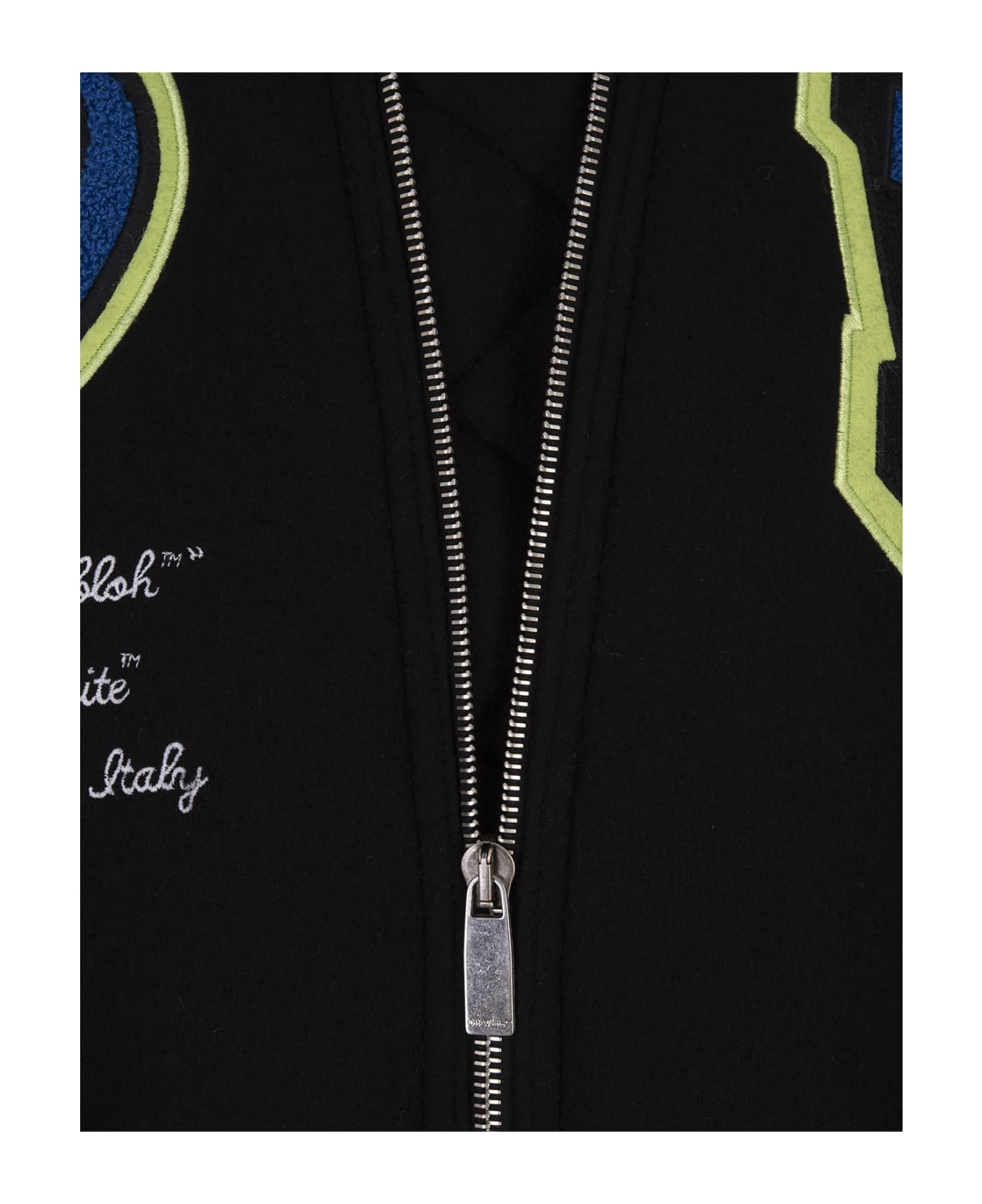 Off-White Oversize Varsity Bomber Jacket In Black Leather 5 Off-White Oversize Varsity Bomber Jacket In Black Leather - Image 3