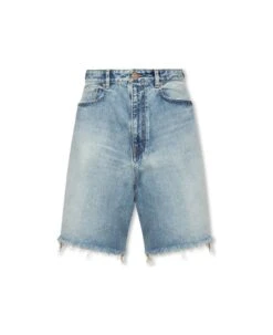 Balenciaga Frayed Edge Denim Shorts