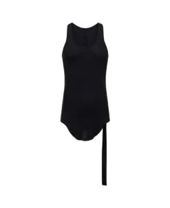 Loose Black Tank Top With Round Neckline In Lightweight Cotton Man