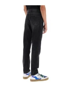 Off-White Regular Fit Jeans With Vintage Wash -Off-White Sales Store 49a947865eb16f5a9b2f57757d17573c