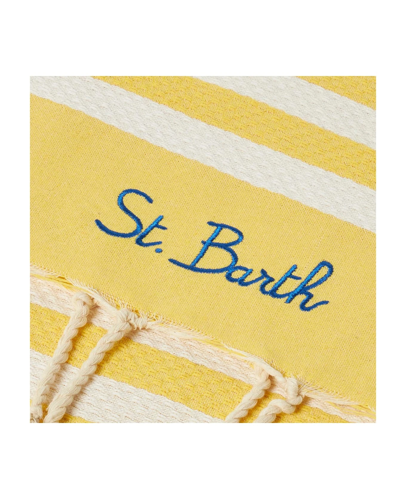 MC2 Saint Barth Fouta Classic Honeycomb With White And Yellow Stripes 4 MC2 Saint Barth Fouta Classic Honeycomb With White And Yellow Stripes - Image 2