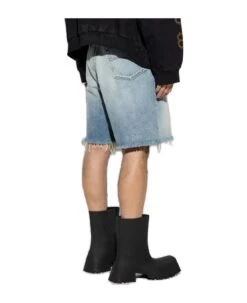 Balenciaga Frayed Edge Denim Shorts -Off-White Sales Store 51f9caf62b09901c8559f558fbc3f8b9