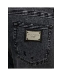 Dolce & Gabbana Grey Five-pockets Slim Jeans With Logo Plaque In Stretch Cotton Denim Man -Off-White Sales Store 54150bbbfbc7e13831e3532c2f20c71e