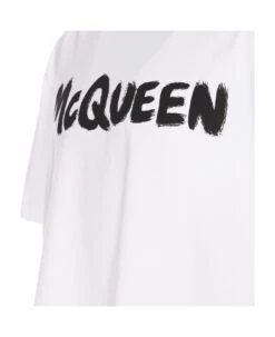 Alexander McQueen Mcqueen Graffiti T-shirt -Off-White Sales Store 582d9aa60fd6de136b6c48db46e12df3