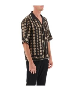 Dolce & Gabbana Coin Print Silk Short Sleeve Shirt -Off-White Sales Store 583874490456cebde17c1c6609f76a4c