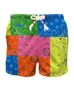 MC2 Saint Barth Man Swim Shorts With Bandanna Multicolor Print