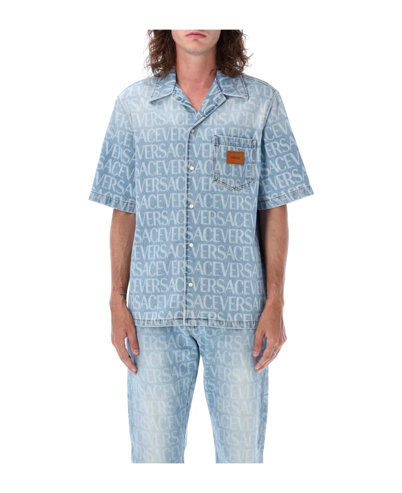 Versace Allover Denim Shirt 3 Versace Allover Denim Shirt