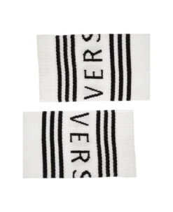 Versace White Cotton Socks With Logo -Off-White Sales Store 61758e14dd0baf5b8b3fb03f7930677a
