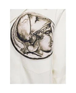 Dolce & Gabbana Beige Bowling Shirt With Coin Print In Cotton Poplin Man -Off-White Sales Store 662be1c9e92a31bfd2d1a6036ebb374a