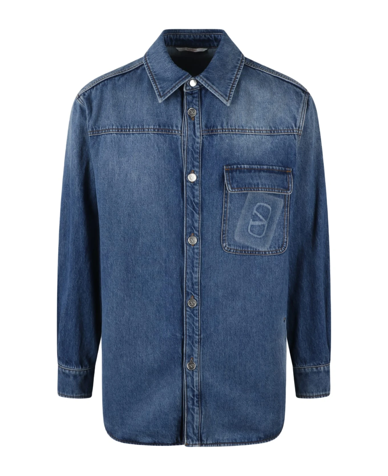 Valentino Garavani Embossed Vlogo Signature Denim Shirt 3 Valentino Garavani Embossed Vlogo Signature Denim Shirt