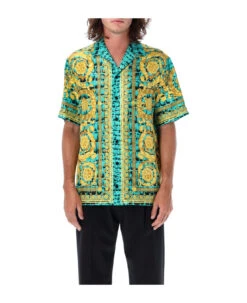 Versace Baroccodile Silk Bowling Shirt