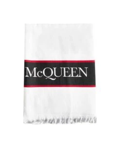 Alexander McQueen Logo Printed Beach Towel