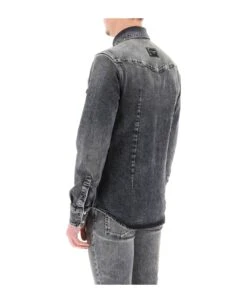 Dolce & Gabbana Western Shirt In Stretch Denim -Off-White Sales Store 6f43302bfae6e018ddaa691cfdcb6fba