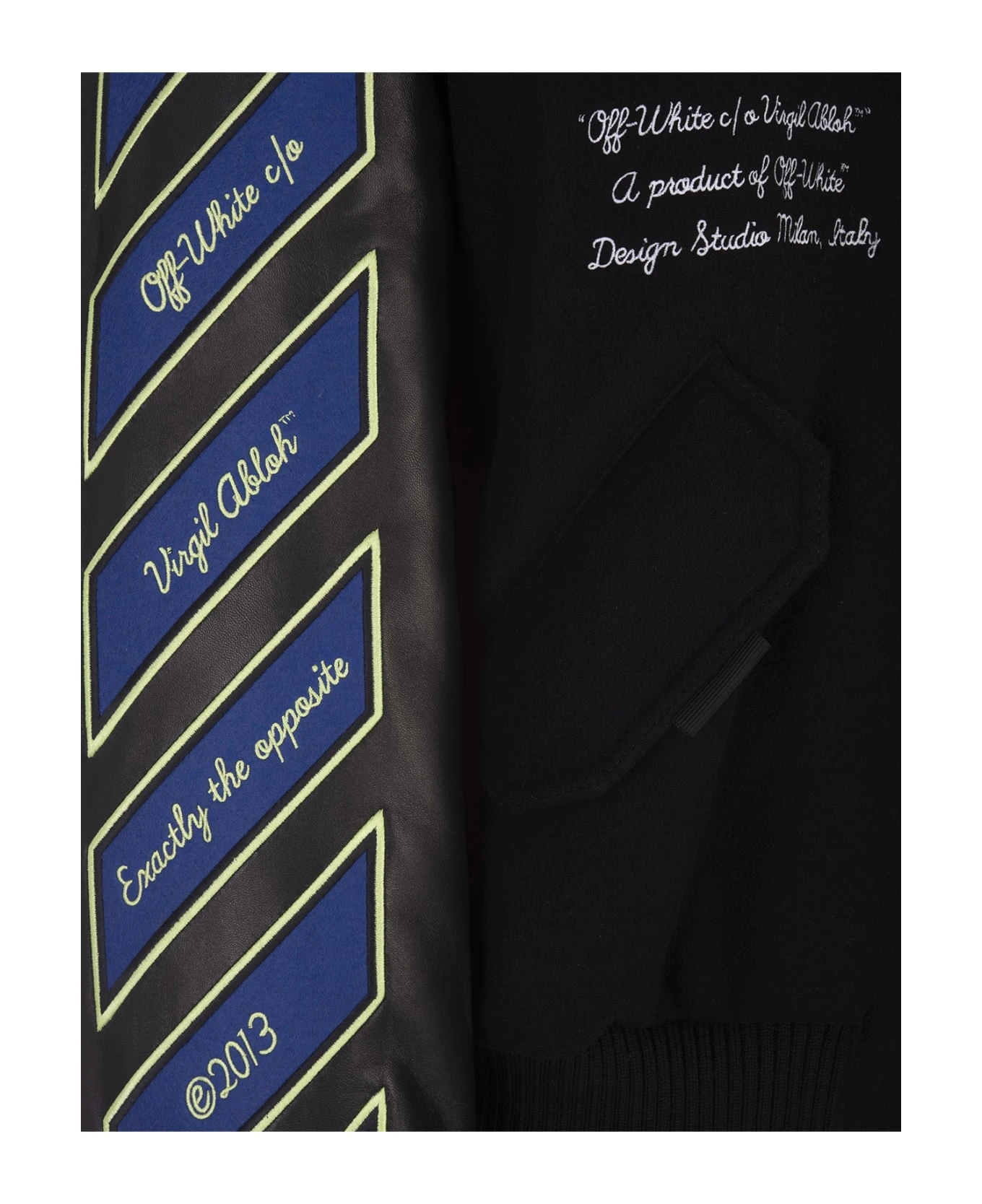 Off-White Oversize Varsity Bomber Jacket In Black Leather 6 Off-White Oversize Varsity Bomber Jacket In Black Leather - Image 4