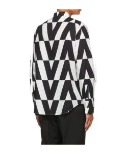Valentino Optical Logo Print Shirt -Off-White Sales Store 735b1e74510eebdd44117a758af0b205