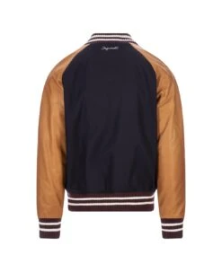 DSQUARED2 College Bomber Jacket In Blue -Off-White Sales Store 75c356cbf734cd988138655fa3904d85