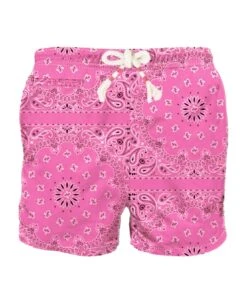 MC2 Saint Barth Man Swim Shorts With Pink Bandanna Print