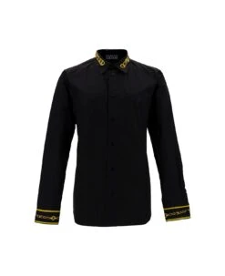 Versace Jeans Couture Black Slim Shirt With Chain Print In Cotton Man