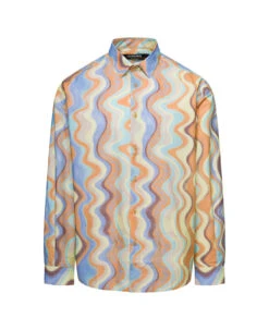 Jacquemus 'la Chemise Simon' Multicolor Shirt With All-over Graphic Print In Cotton Man