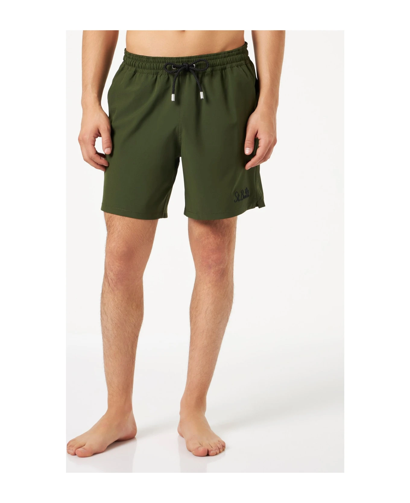 MC2 Saint Barth Man Military Green Comfort Swim Shorts 5 MC2 Saint Barth Man Military Green Comfort Swim Shorts - Image 3