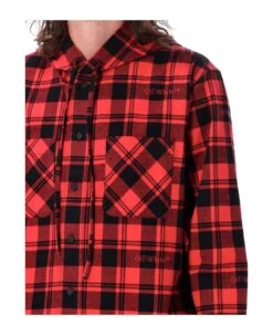 Off-White Check Flann Hooded Shirt -Off-White Sales Store 923088d07550f5049335a12cd5f4a453