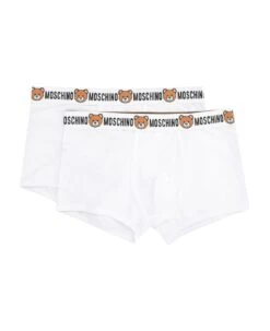 MOSCHINO Set Of Two Cotton Boxers With Logoed Elastic Band