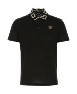 Versace Black Piquet Polo Shirt