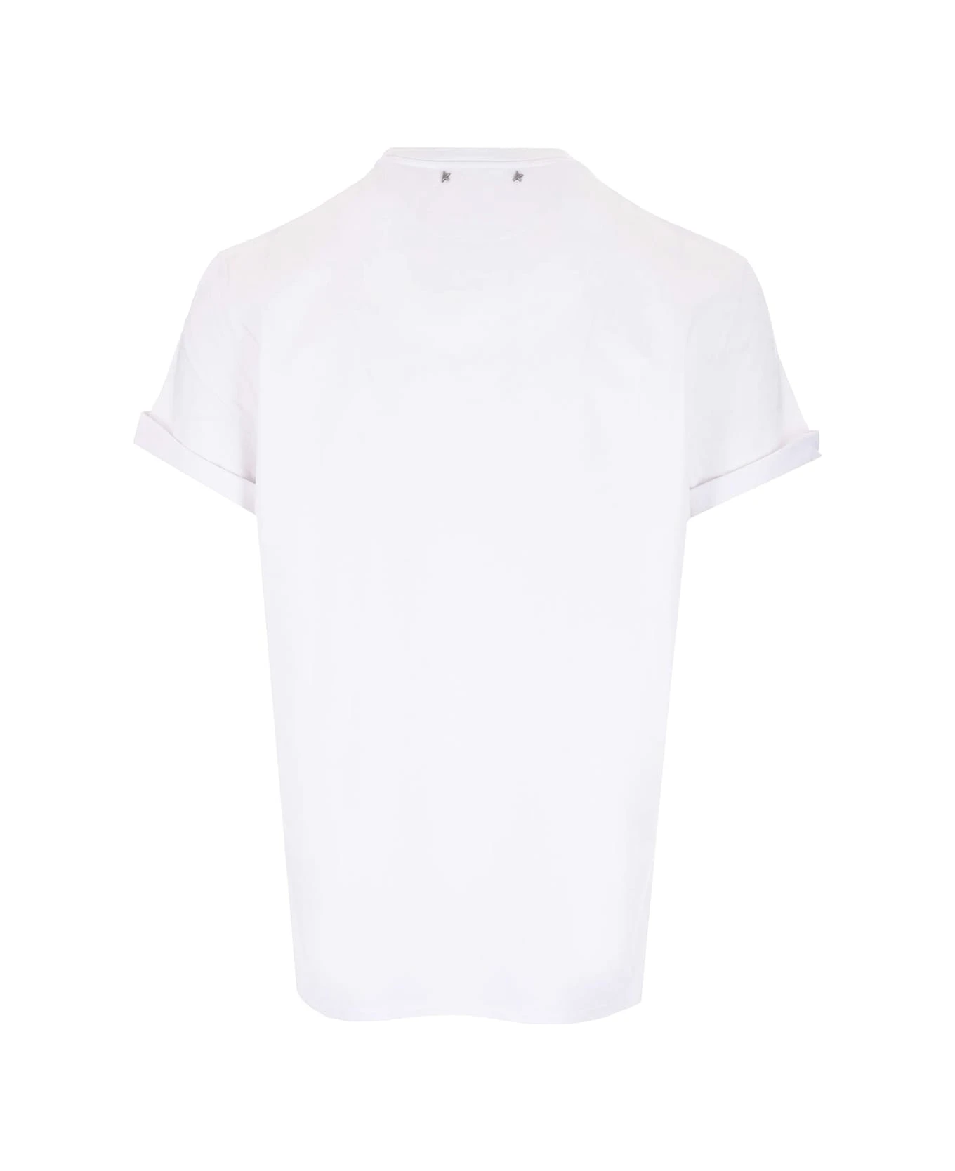 Golden Goose White Cotton T-shirt With Stamp Detail 4 Golden Goose White Cotton T-shirt With Stamp Detail - Image 2