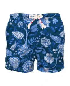 MC2 Saint Barth Man Swim Shorts With Blue Flower Print
