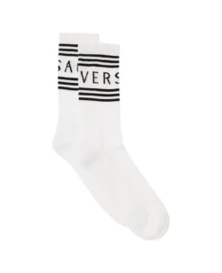 Versace White Cotton Socks With Logo