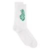 Drole De Monsieur White Ribbed Socks With Green-colored Logo In Cotton Man