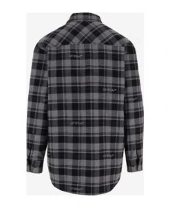 Off-White Cotton Logo Plaid Shirt -Off-White Sales Store b0672be6791fb88f9a5ad92762fbbd46