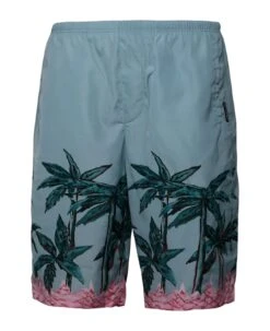 Palm Angels Light Blue Polyester Bermuda Shorts